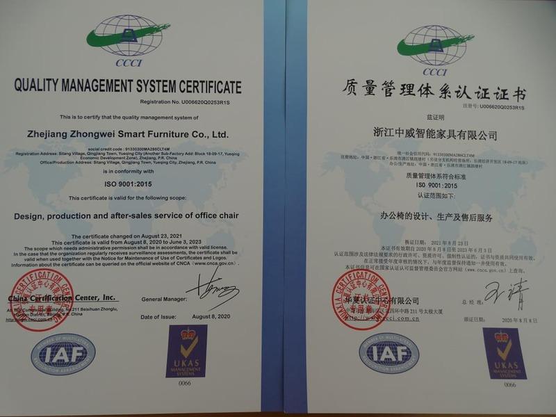 ISO9001 - Zhejiang Zhongwei Smart Furniture Co., Ltd.