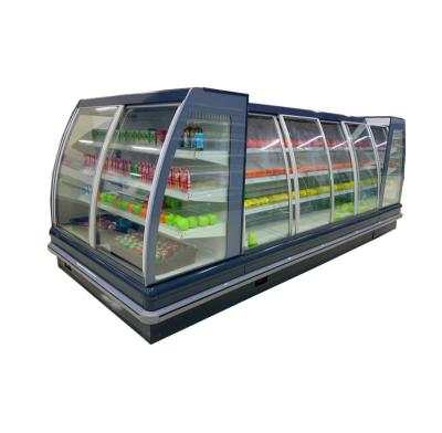 China Single-temperature Low Price 4 Sides Glass Door Display Refrigerator Cake Vegetables Upright Fruits Show Fridge for sale