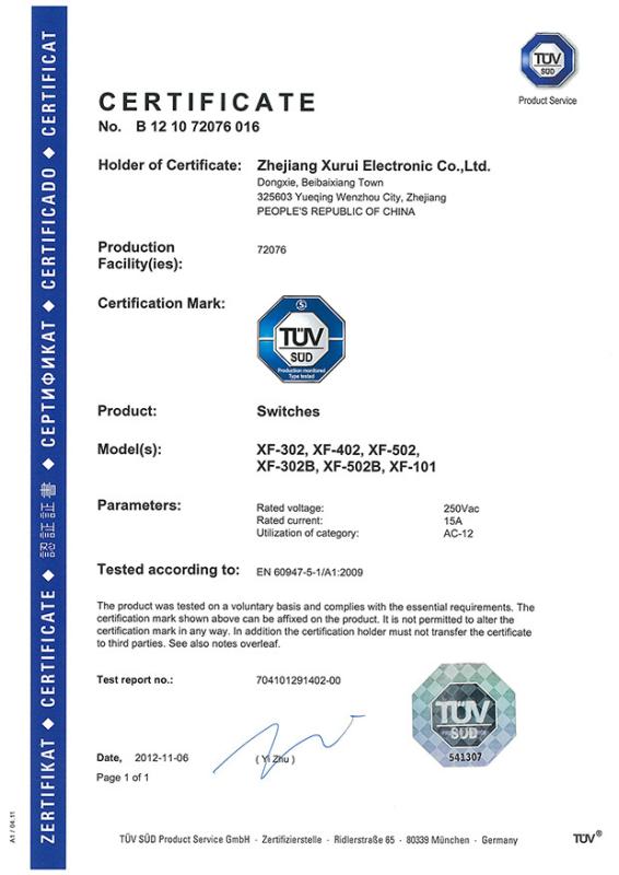 TUV mark - Zhejiang Xurui Electronic Co., Ltd.