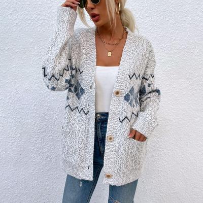 China Wholesale Snowflake Sweater Anti-wrinkle Factory Christmas Straight Pocket Crop For Women Long Sweater Cardigan Coat for sale