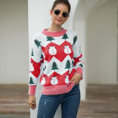 China Loose Christmas Jumper Women Snowman Pullover Sweater Anti-wrinkle Knitwear Sweater for sale