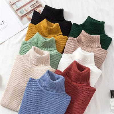 China Custom Made Anti-Wrinkle Tortoise Neck Women's Knitted Sweater Sweater Sweater Women Girl Cotton Sweater Knitwear High Neck for sale