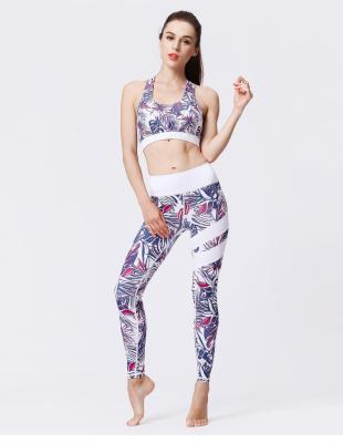 China New yoga hot-selling yoga clothes women's printed quick-drying sports bra fitness tight suit for sale