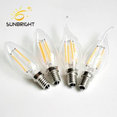 China Residential e14 e10 c17 12v dimmable flame led candle light bulb for sale