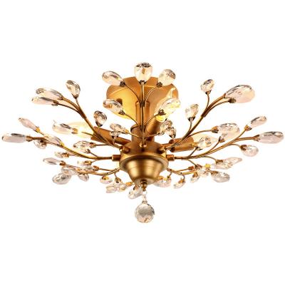 China Luxury Modern Modern Lamp Living Room Chandelier Bedroom Lamp Villa Around Creative Iron Crystal Lighting for sale