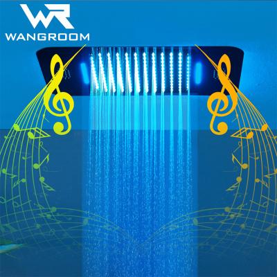 China With Sliding Bar Small Shower Head Modern Led Chrome Luxury Brass Bathroom Ceiling Mounted Thermostatic Waterfall Rainfall Shower Faucet for sale