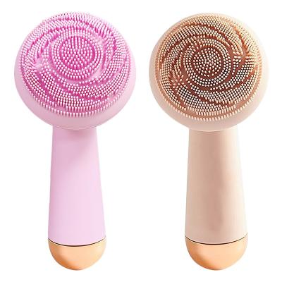 China High Quality Acne Treatment Rechargeable Sonic Vibrating Facial Cleansing Brush With Stand for sale