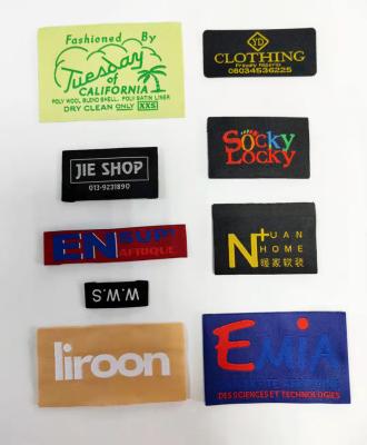 China Wholesale Washable Embroidery Custom Jacket Shirt Luxury Brand Labels Apparel Neck Woven Labels Labels Design Your Own Logo Label for sale