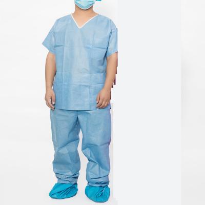 China Disposable and Without Sterilization Hospital Disposable SMS Uniform Design Scrub Suit Set With Panty for sale