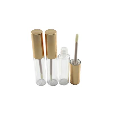 China Custom Label Moq 500pcs TM-LG6621 8ml Lip Gloss Empty Tube Cosmetics Lip Gloss Wand Blowing Glossy Gold Clear Lip Gloss Tubes for sale