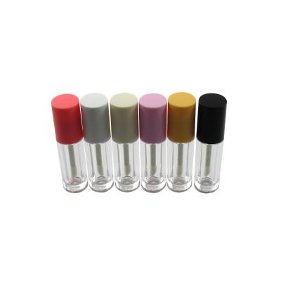 China Free Shipping Mini Lip Gloss Cosmetics MOQ 500pcs TM-LG6633 3.5ml Pink Bottle Container Small Lip Gloss Black White Top Empty Package for sale