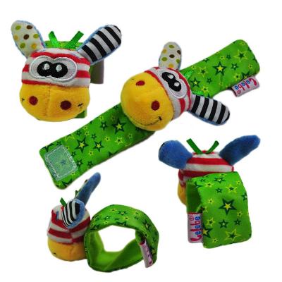 China Play Baby Clappers Soft Toy Wrist Band Watch Band Plush Bed Bells Baby Hand Bells for sale