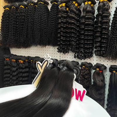 China Silky Straight Wave 40 Inch Double Straight Human Hair Bone Drawn Hair Bundles, Wholesale 10A Mink Raw Virgin Cuticle Aligned Hair for sale