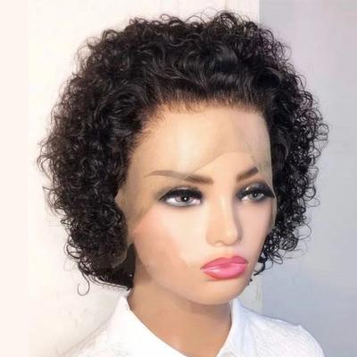 China Cheap Hair Pixie Cut Transparent Full Lace Front Wig For Black Women Pixie Cut Wig Curls Hd Lace Frontal Short Curly Curly Wig for sale