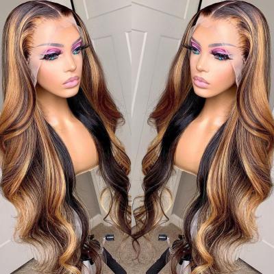 China Silky Straight Transparent Virgin Full Lace HD Wave Brazilian Hair Wigs, Piano Color Lace Frontal Highlight Hair Wigs For Black Women for sale