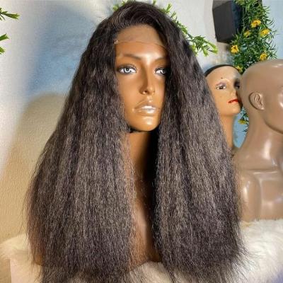 China 2021 New Arrival 150% 180% Density Curly Human Hair 100% Natural Straight Yaki Wigs Pre Plucked 4x4 5x5 Hd Lace Closure Hair Wigs for sale