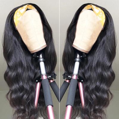 China 100% Density 130 150 Density 100% Virgin Hair Raw Body Wave Brazilian Headband Real Wave Wig For Men's Headband Ladies Natural Hair Wig for sale