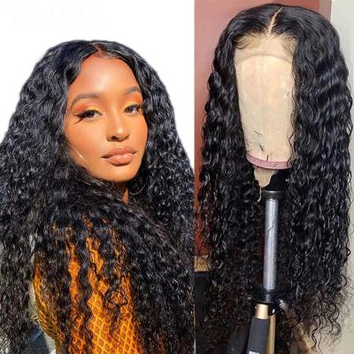 China Wholesale 4x4 5x5 PrePlucked Water Wave Bleached Knots Indian Hair Natural Hairline Lace Closure Wig Water Wave Wig For Black Women for sale