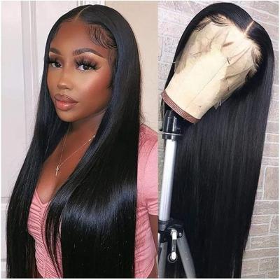 China 180% Density Brazilian Raw Human Hair Silky Straight 360 Lace Frontal Wigs HD Transparent Straight Human Hair Wigs for sale