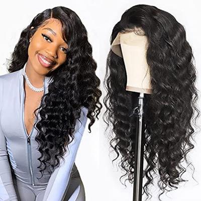 China Water Wave 180 Density Virgin Hair Wigs 5x5 Closure Brazilian Real Hair Loose Deep Lace Frontal Wigs For Women for sale