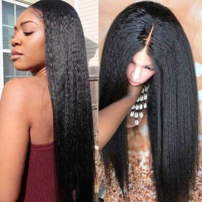 China Yaki Hair Wigs 13x4 Curly Straight Closure Lace Wig Seller 40 Inch Long Full HD Curly Frontal Transparent Lace Wig for sale