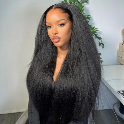 China Hot Selling Yaki 13x6 Hd Pre Plucked Lace Frontal Wig 100% Brazilian Straight Curly Virgin Hair 150% 180% Density Front Wig for sale