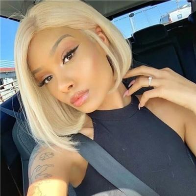 China Wholesale Silky Straight 613 Bob Lace Wig Brazilian Blonde Short Straight Bob 13x4 Wave Factory Lace Front Human Hair Wigs Remy 613 Bob Wig for sale