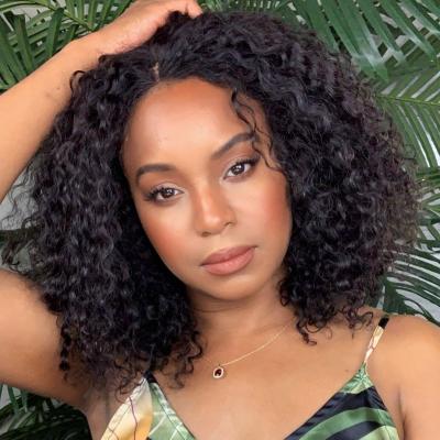 China 100% Lace Frontal Bob Lace Closure Raw Indian Hair Cheap Curly Kinky Curly Hair 13x4 Bob Short Curly Bob Wig for sale