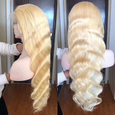 China Unprocessed 613 Blonde Body Wave 4x4 Closure Wig For Black Women Blonde Virgin Hair Body Wave Lace Front Wig 613 for sale