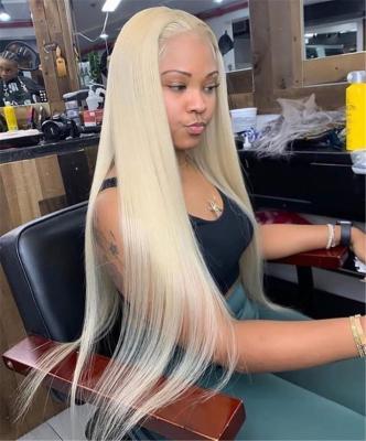 China Good Quality Silky Straight Blonde 613 Lace Front Wig 13x4 Hd Transparent Blonde Cambodian Hair Pre Plucked Blonde Lace Front Wigs for sale