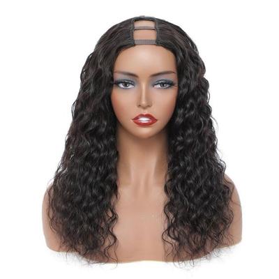 China Machine Made Water Wave Virgin Indian Remy Hair Full Closure Wig U Part Hair Water Wave Hair Water Wave Lace Wig With Baby Hair for sale