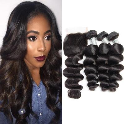 China Loose Wave 100% Raw Unprocessed Virgin Hair Cuticle Aligned Brazilian Hair Extensions Bulk Hair Loose Wave Bundles for sale