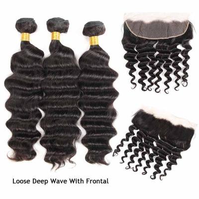 China LOOSE WAVE 11a DEEP Cuticle Aligned Hair Extensions, Wholesale Unprocessed Hair Bundles Double Machine Loose Deep Wave Hair Weft Bundles for sale