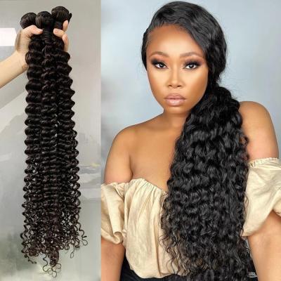 China 100% Human Hair Grade 10a Virgin Hair Wave Hair Bundle Double Weft Cheap Malaysian Virgin Deep Curly Machine Wave Cuticle Aligned Hair Bundles for sale