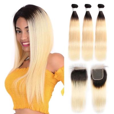 China Silky Straight Wave Top Quality Cuticle Aligned Blonde 1B 613 Cambodian Straight Hair Bundles Remy Human Hair Extension Bundles 100% With Headband for sale