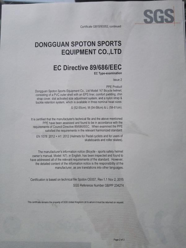 CE EN1078 - Dongguan Spoton Sports Equipment Co., Ltd.