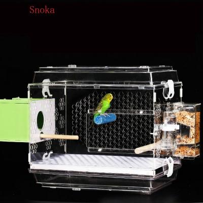 China Snoka Breathable Clear Pet Cage Acrylic Bird Cage For Parrot for sale