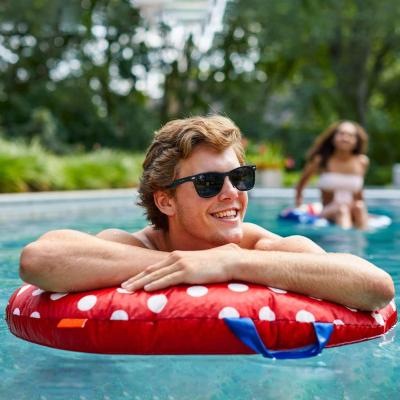 China Water Pool Entertainment Round Float Island American Mesh Round Bean Bag Extended Flag for sale