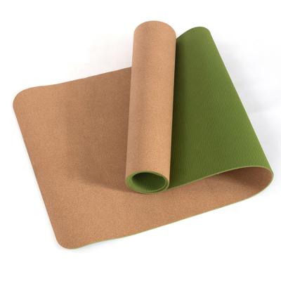 China Cork+TPE Recycle OEM Design Material Cork Strip Yoga Mat for sale