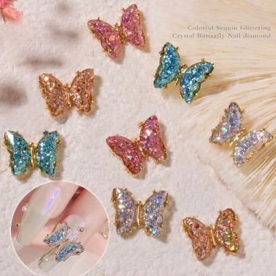 China Shiny Nail Art Charms Diamond Resin Sequins Glitter Magic 3D Butterfly Nail Art Decoration Paso Sico Extremely For Other Manicure Supplies for sale