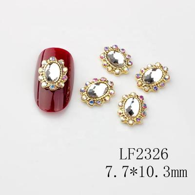 China Nail Art Decoration Paso Sico Amazing Colors Oval Nail Art Charms Alloy Rhinestone Glass Fancy Stone Nail With Setting For DIY Nail Art for sale