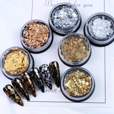 China Paso Sico Nail Decoration Nails Spa Salon Supplies Irregularity Sequin Charm Gold Silver Foil Glitter Nail Decoration for sale