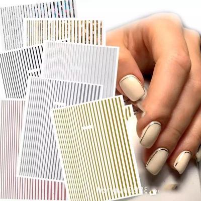 China Paso Sico Metal Stripe Stripe 3D Nail Stripe Extremely Shiny Sticker Decals DIY Adhesive Lines for sale