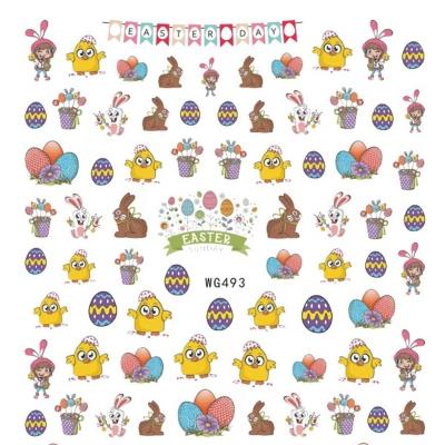 China Extremely Shiny Animal Nail Art Stickers Wraps of Paso Sico GT Series WG493-502 Easter Duck Egg Cute Cartoon Rabbit for Nail Art Decoration for sale