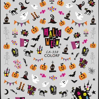 China Nail Charms Paso Sico Halloween Skull Ghost Designs Multi Patterns Animals Nail Art Decals 3D Cartoon Manicure Supplies Adhesive Stickers for sale