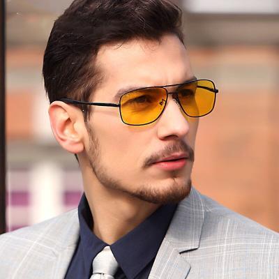 China Vintage Branded Double Pilot Bridges Night Vision Glasses Shape Driving Polarized Sunglasses Men for sale