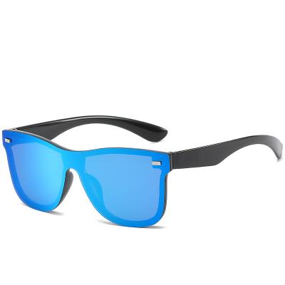 China Wholesale Vintage Mirror Sunglasses Rimless One Piece Blue Recycling Sports Sunglasses for sale