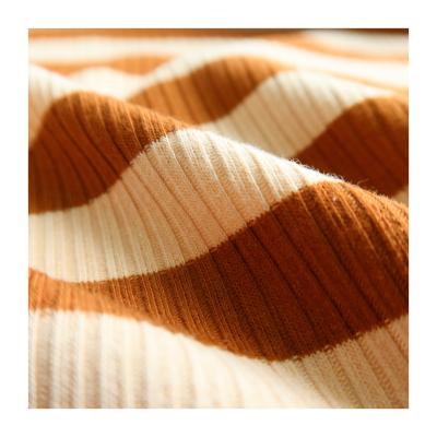 China Breathable 81%POLYESTER 9%RAY 10%SPANDEX Knitted Fabric Stripes Rib for sale