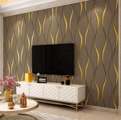 China 2022 Guangzhou Modern European Hot Selling Luxury Golden 3D Suede Wallpaper for sale