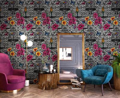 China 2021 Modern Canton ihouse best quality fashion flowers designs luxury pvc wallpaper for sale